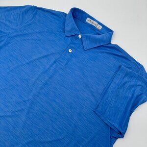 Peter Millar Men's Featherweight Mélange‎ Performance Golf Polo, Size L, Blue